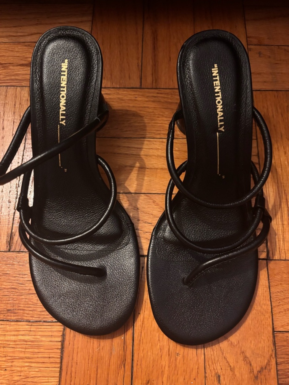 Intentonally Black Strappy Women's Slide Heels